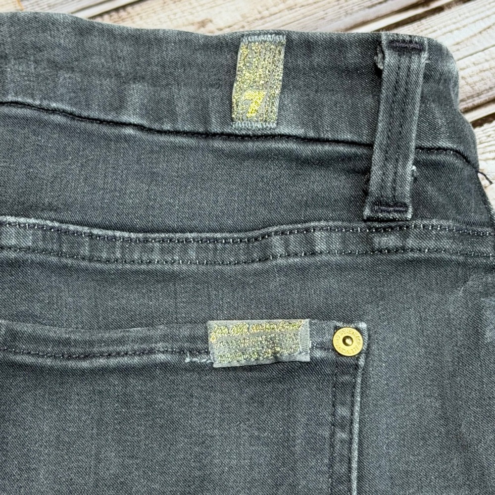 7 For All Mankind High Waist Ankle Skinny Jeans Faded Black Size 29 Stretch - Picture 4 of 9
